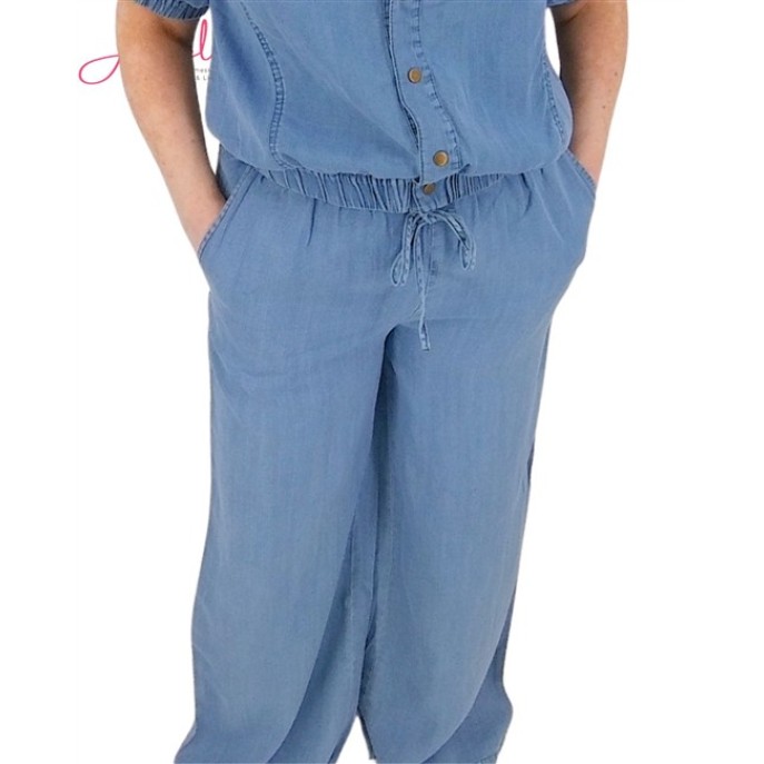 Enjoy Broek wide leg tencel 933101 Licht demin Blauw